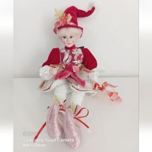 Rachel Zoe Christmas Elf Posable Shelf Sitter Doll 18" Red and Pink